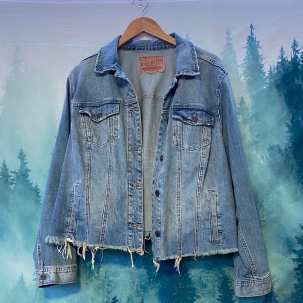 Lucky brand frayed hem classic denim jacket